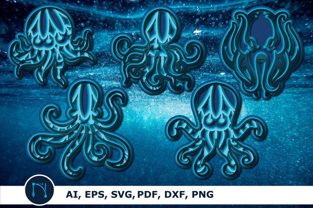 3D Mandala octopus Paper Cut SVG Bundle SVG MD JOYNAL ABDIN 
