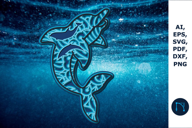 3D Mandala sea dolphin Paper Cut SVG SVG MD JOYNAL ABDIN 