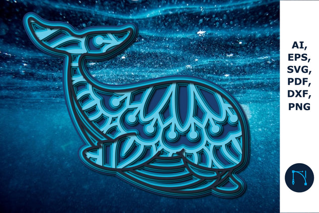 3D Mandala sea dolphin Paper Cut SVG SVG MD JOYNAL ABDIN 