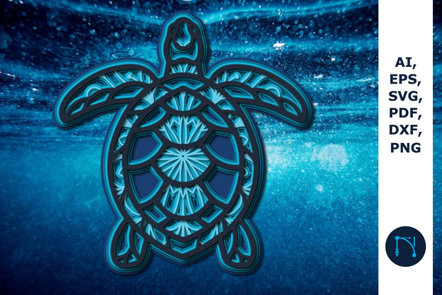 3D Mandala Sea Turtle Paper Cut SVG SVG MD JOYNAL ABDIN 