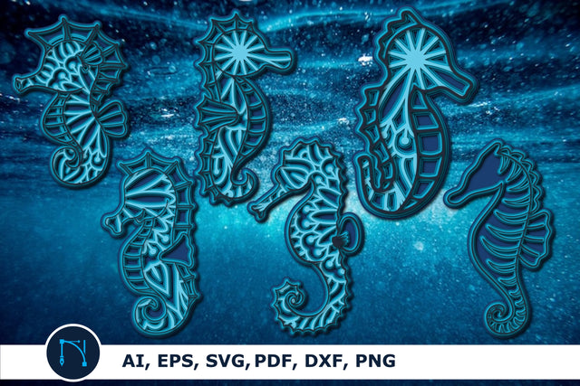 3D Mandala seahorse Paper Cut SVG Bundle SVG MD JOYNAL ABDIN 