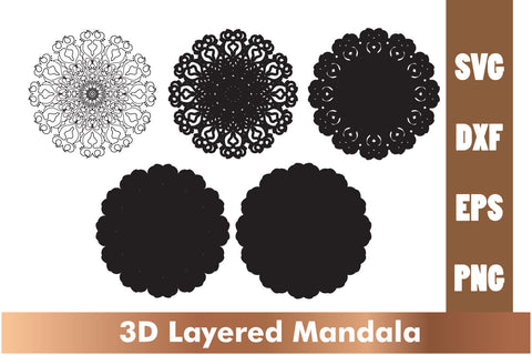3d mandala SVG, Cut File Mandala design dxf, Layered mandala SVG SVG artnoy 