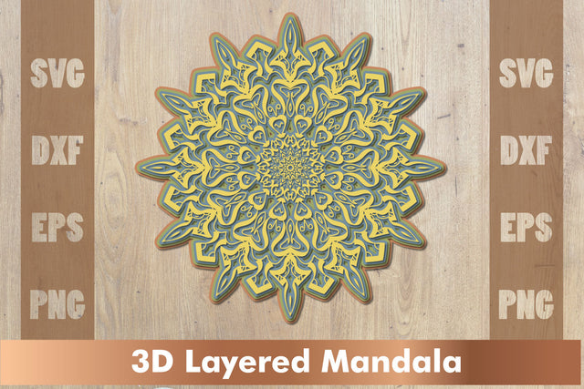 3d mandala SVG, Cut File Mandala design dxf, Layered mandala SVG SVG artnoy 