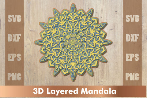 3d mandala SVG, Cut File Mandala design dxf, Layered mandala SVG SVG artnoy 