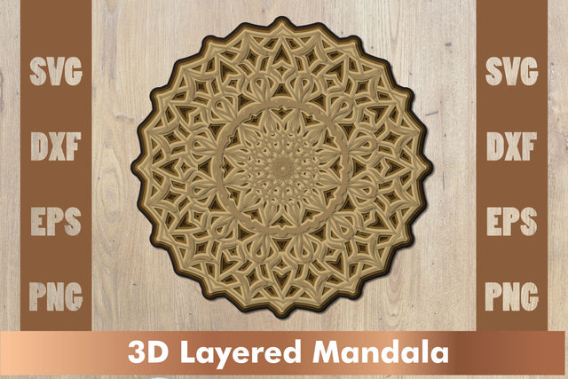 3d mandala SVG, Cut File Mandala design dxf, Layered mandala SVG SVG artnoy 