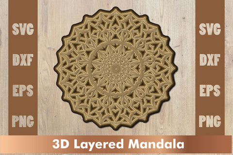 3d mandala SVG, Cut File Mandala design dxf, Layered mandala SVG SVG artnoy 
