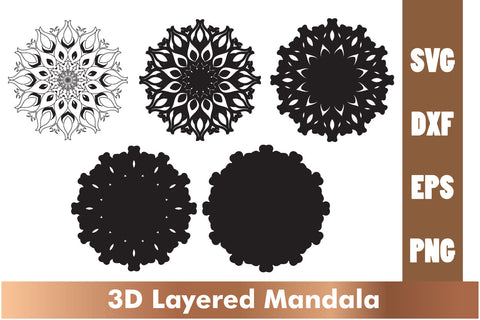 3d mandala SVG, Cut File Mandala design dxf, Layered mandala SVG SVG artnoy 