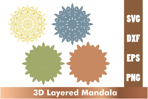 3d mandala SVG, Cut File Mandala design dxf, Layered mandala SVG SVG artnoy 