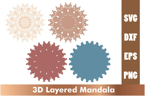 3d mandala SVG, Cut File Mandala design dxf, Layered mandala SVG SVG artnoy 