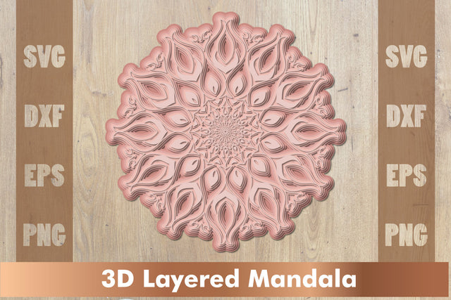 3d mandala SVG, Cut File Mandala design dxf, Layered mandala SVG SVG artnoy 