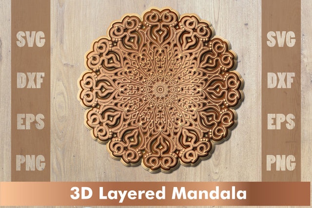 3d mandala SVG, Cut File Mandala design dxf, Layered mandala SVG SVG artnoy 