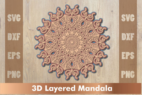 3d mandala SVG, Cut File Mandala design dxf, Layered mandala SVG SVG artnoy 