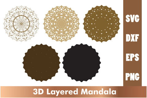 3d mandala SVG, Cut File Mandala design dxf, Layered mandala SVG SVG artnoy 
