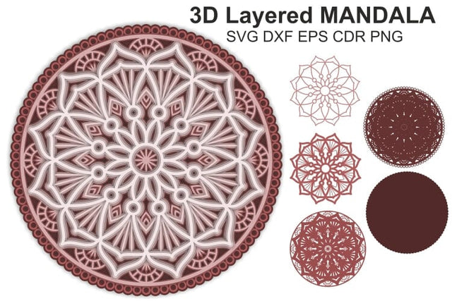 3D Mandala SVG files for Laser Cut, Cricut, Glowforge, Silhouette Cutting Machine Layered Mandala Svg Mandala Svg 3D Paper Yuliya 