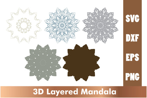 3d mandala SVG,Layered mandala SVG, Cut File Mandala design dxf SVG artnoy 