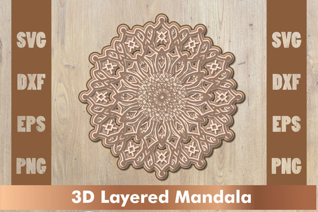 3d mandala SVG,Layered mandala SVG, Cut File Mandala design dxf SVG artnoy 