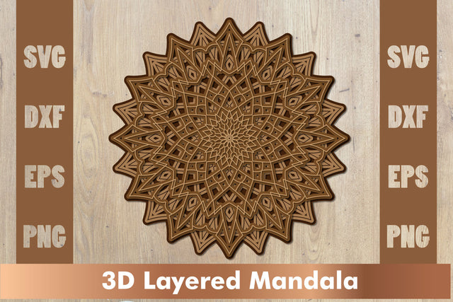 3d mandala SVG,Layered mandala SVG, Cut File Mandala design dxf SVG artnoy 