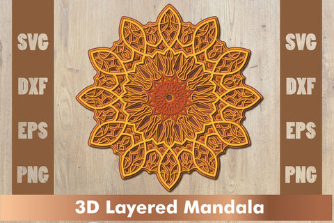 3d mandala SVG,Layered mandala SVG, Cut File Mandala design dxf SVG artnoy 