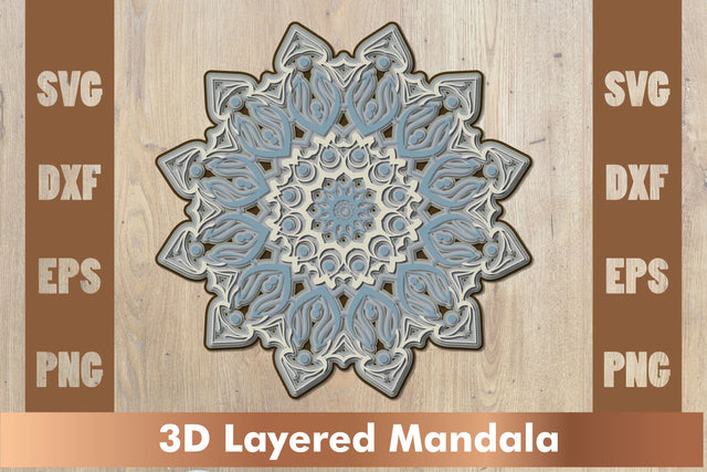 3d mandala SVG,Layered mandala SVG, Cut File Mandala design dxf SVG artnoy 