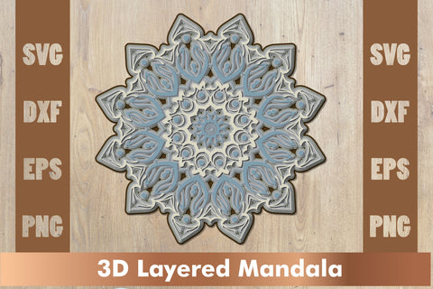 3d mandala SVG,Layered mandala SVG, Cut File Mandala design dxf SVG artnoy 