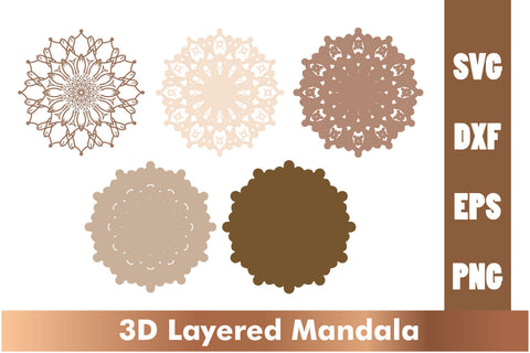 3d mandala SVG,Layered mandala SVG, Cut File Mandala design dxf SVG artnoy 