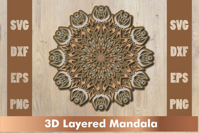 3d mandala SVG,Layered mandala SVG, Cut File Mandala design dxf SVG artnoy 