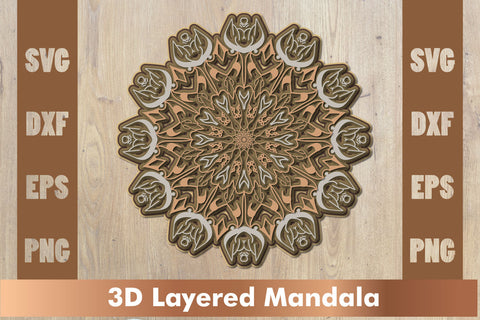 3d mandala SVG,Layered mandala SVG, Cut File Mandala design dxf SVG artnoy 