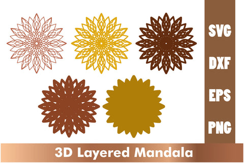 3d mandala SVG,Layered mandala SVG, Cut File Mandala design dxf SVG artnoy 