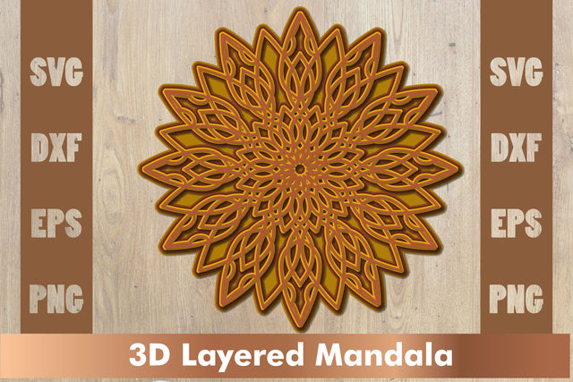3d mandala SVG,Layered mandala SVG, Cut File Mandala design dxf SVG artnoy 