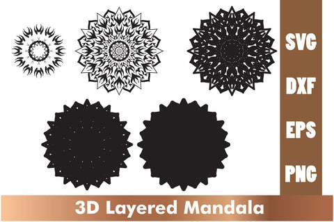 3d mandala SVG,Layered mandala SVG, Cut File Mandala design dxf SVG artnoy 