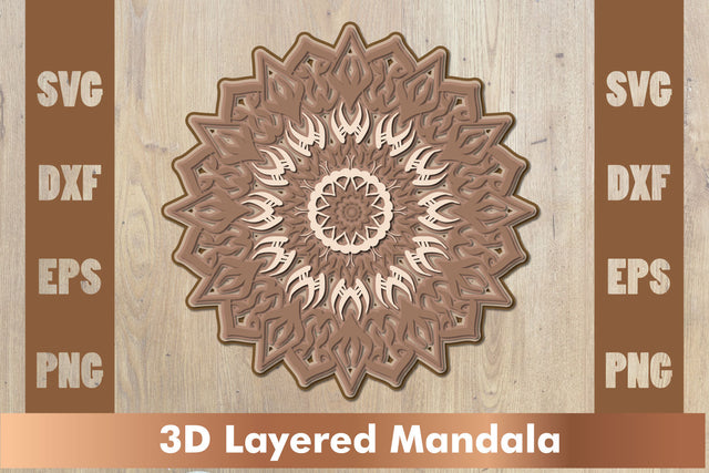 3d mandala SVG,Layered mandala SVG, Cut File Mandala design dxf SVG artnoy 