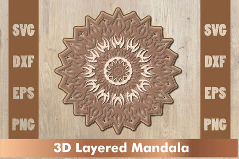 3d mandala SVG,Layered mandala SVG, Cut File Mandala design dxf SVG artnoy 