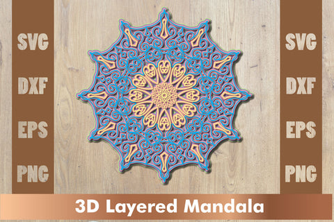 3d mandala SVG,Layered mandala SVG, Cut File Mandala design dxf SVG artnoy 
