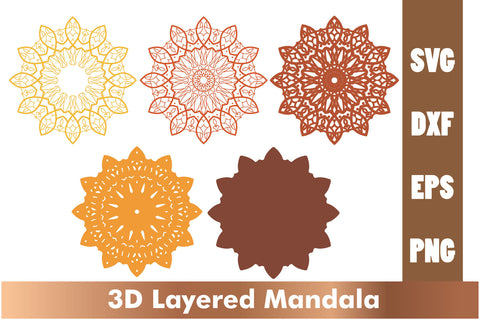 3d mandala SVG,Layered mandala SVG, Cut File Mandala design dxf SVG artnoy 