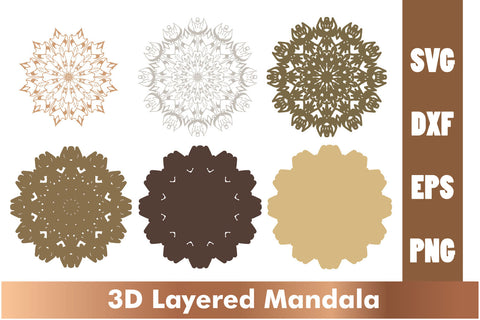 3d mandala SVG,Layered mandala SVG, Cut File Mandala design dxf SVG artnoy 