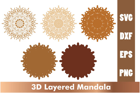 3d mandala SVG,Layered mandala SVG, Cut File Mandala design dxf SVG artnoy 