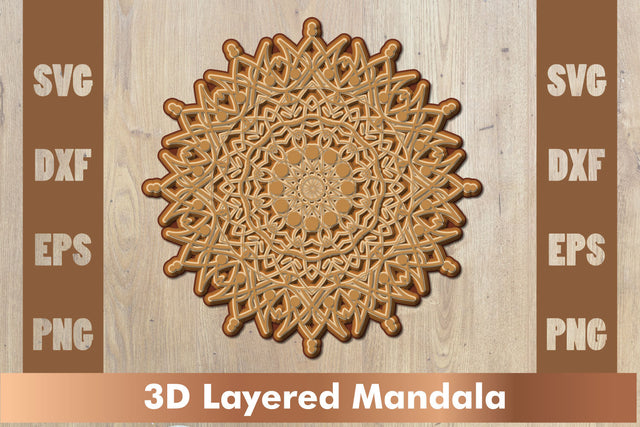 3d mandala SVG,Layered mandala SVG, Cut File Mandala design dxf SVG artnoy 