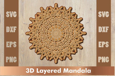 3d mandala SVG,Layered mandala SVG, Cut File Mandala design dxf SVG artnoy 