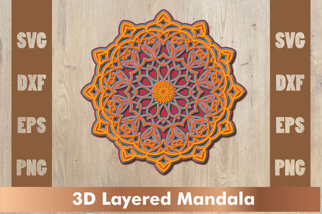 3d mandala SVG,Layered mandala SVG, Cut File Mandala design dxf SVG artnoy 