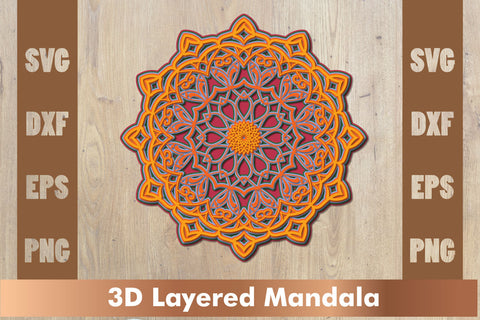 3d mandala SVG,Layered mandala SVG, Cut File Mandala design dxf SVG artnoy 