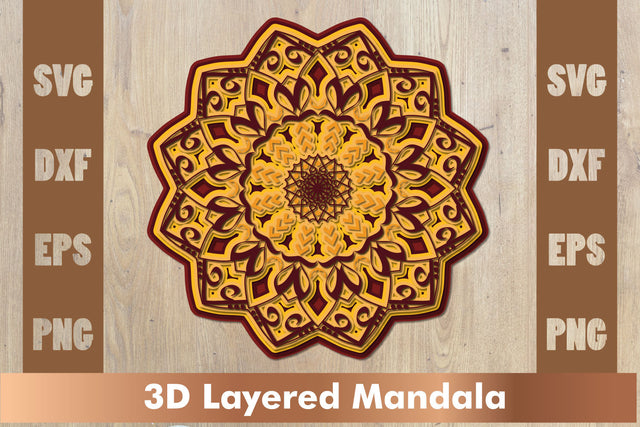 3d mandala SVG,Layered mandala SVG, Cut File Mandala design dxf SVG artnoy 
