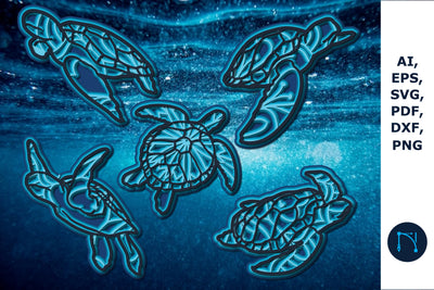 3D Mandala Turtle Paper Cut Bundle SVG SVG MD JOYNAL ABDIN 