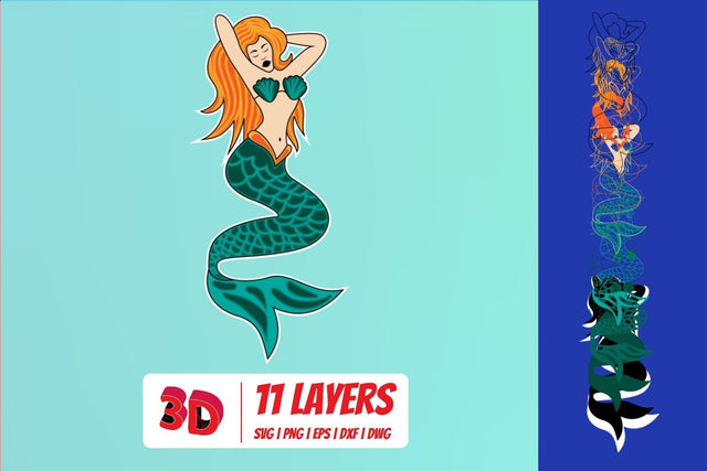 3D Mermaid 1 SVG Cut File SVG SvgOcean 