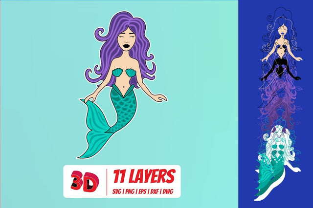 3D Mermaid 2 SVG Cut File SVG SvgOcean 