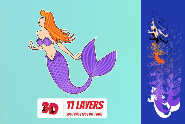 3D Mermaid 3 SVG Cut File SVG SvgOcean 
