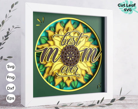 3d Mom svg - 3d Mother's Day svg, sunflower shadowbox svg, Shadow box svg, files for Cricut, for Silhouette SVG CutLeafSvg 