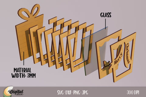 3D Money Box Laser Cut. Christmas Laser Cut. Christmas Piggy Bank Laser Cut. SVG Evgenyia Guschina 