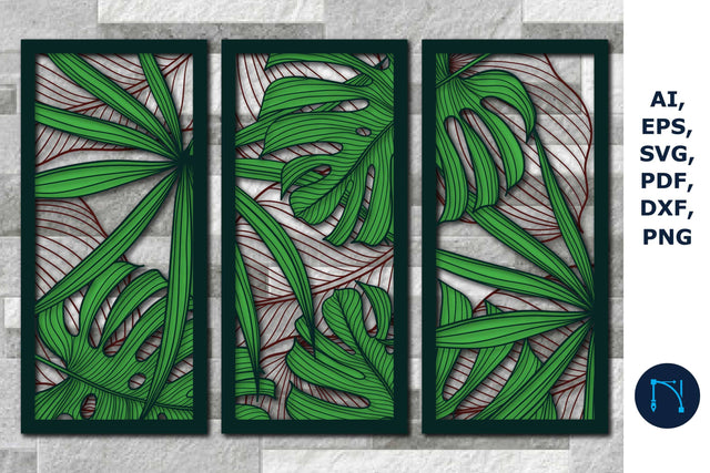 3D Monstera panels wall art decor bundle SVG MD JOYNAL ABDIN 