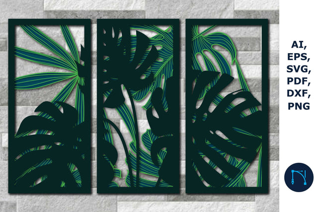 3D Monstera panels wall art decor bundle SVG MD JOYNAL ABDIN 