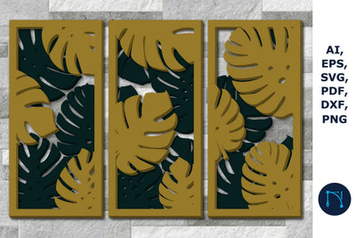 3D Monstera panels wall art decor bundle SVG MD JOYNAL ABDIN 